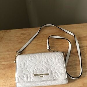 Karl Lagerfeld White Floral Embossed Crossbody Bag